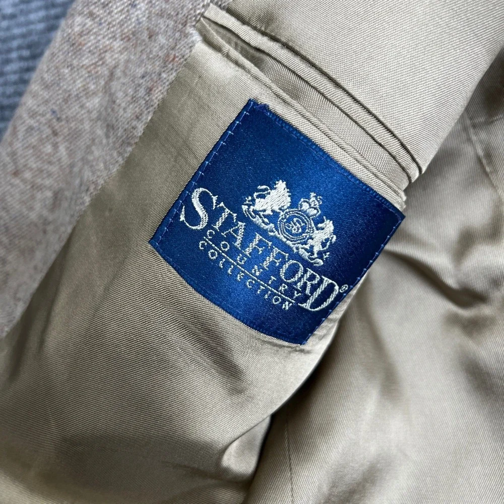 Stafford Country Collection Mens 42R Tweed Sport Coat Elbow Patches